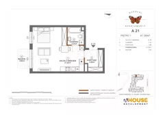 1 pokój, mieszkanie 41,30 m², piętro 1, oferta nr A21, Apartamenty Rusałki, Grodzisk Mazowiecki, ul. Rusałki 2