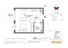 1 pokój, mieszkanie 35,24 m², piętro 1, oferta nr A22, Apartamenty Rusałki, Grodzisk Mazowiecki, ul. Rusałki 2