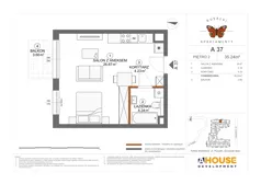 1 pokój, mieszkanie 35,24 m², piętro 2, oferta nr A37, Apartamenty Rusałki, Grodzisk Mazowiecki, ul. Rusałki 2