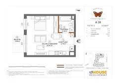 1 pokój, mieszkanie 33,94 m², piętro 2, oferta nr A38, Apartamenty Rusałki, Grodzisk Mazowiecki, ul. Rusałki 2