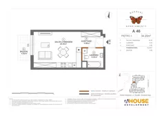 1 pokój, mieszkanie 34,20 m², piętro 3, oferta nr A46, Apartamenty Rusałki, Grodzisk Mazowiecki, ul. Rusałki 2