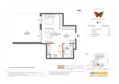 1 pokój, mieszkanie 43,55 m², parter, oferta nr B1, Apartamenty Rusałki, Grodzisk Mazowiecki, ul. Rusałki 2