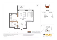 1 pokój, mieszkanie 43,55 m², piętro 1, oferta nr B15, Apartamenty Rusałki, Grodzisk Mazowiecki, ul. Rusałki 2