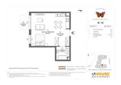 1 pokój, mieszkanie 40,67 m², piętro 1, oferta nr B16, Apartamenty Rusałki, Grodzisk Mazowiecki, ul. Rusałki 2