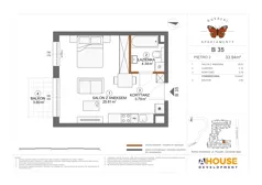 1 pokój, mieszkanie 33,94 m², piętro 2, oferta nr B35, Apartamenty Rusałki, Grodzisk Mazowiecki, ul. Rusałki 2