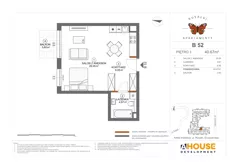 1 pokój, mieszkanie 40,67 m², piętro 3, oferta nr B52, Apartamenty Rusałki, Grodzisk Mazowiecki, ul. Rusałki 2