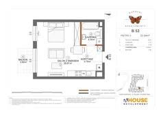 1 pokój, mieszkanie 33,94 m², piętro 3, oferta nr B53, Apartamenty Rusałki, Grodzisk Mazowiecki, ul. Rusałki 2
