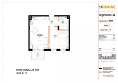 2 pokoje, mieszkanie 43,33 m², piętro 1, oferta nr 34, Osiedle StaLove Etap II, Grodzisk Mazowiecki, ul. Cegielniana 3