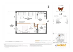 2 pokoje, mieszkanie 47,28 m², parter, oferta nr A2, Apartamenty Rusałki, Grodzisk Mazowiecki, ul. Rusałki 2