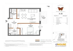 2 pokoje, mieszkanie 49,62 m², piętro 1, oferta nr A28, Apartamenty Rusałki, Grodzisk Mazowiecki, ul. Rusałki 2