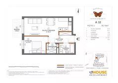 2 pokoje, mieszkanie 45,19 m², piętro 2, oferta nr A32, Apartamenty Rusałki, Grodzisk Mazowiecki, ul. Rusałki 2