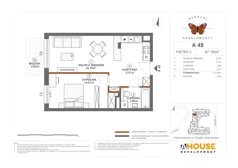 2 pokoje, mieszkanie 47,16 m², piętro 3, oferta nr A48, Apartamenty Rusałki, Grodzisk Mazowiecki, ul. Rusałki 2