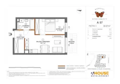 2 pokoje, mieszkanie 39,67 m², piętro 3, oferta nr A57, Apartamenty Rusałki, Grodzisk Mazowiecki, ul. Rusałki 2