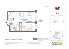 2 pokoje, mieszkanie 39,70 m², parter, oferta nr B6, Apartamenty Rusałki, Grodzisk Mazowiecki, ul. Rusałki 2
