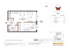 2 pokoje, mieszkanie 42,02 m², parter, oferta nr B8, Apartamenty Rusałki, Grodzisk Mazowiecki, ul. Rusałki 2