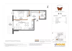 2 pokoje, mieszkanie 49,43 m², parter, oferta nr B13, Apartamenty Rusałki, Grodzisk Mazowiecki, ul. Rusałki 2