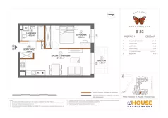 2 pokoje, mieszkanie 42,02 m², piętro 1, oferta nr B23, Apartamenty Rusałki, Grodzisk Mazowiecki, ul. Rusałki 2