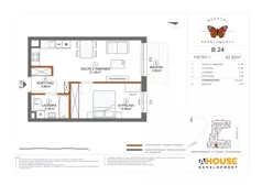 2 pokoje, mieszkanie 42,02 m², piętro 1, oferta nr B24, Apartamenty Rusałki, Grodzisk Mazowiecki, ul. Rusałki 2