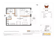 2 pokoje, mieszkanie 42,02 m², piętro 1, oferta nr B25, Apartamenty Rusałki, Grodzisk Mazowiecki, ul. Rusałki 2