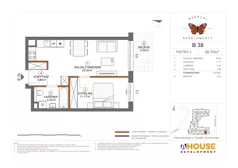 2 pokoje, mieszkanie 39,07 m², piętro 2, oferta nr B38, Apartamenty Rusałki, Grodzisk Mazowiecki, ul. Rusałki 2