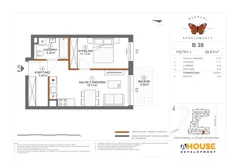 2 pokoje, mieszkanie 39,67 m², piętro 2, oferta nr B39, Apartamenty Rusałki, Grodzisk Mazowiecki, ul. Rusałki 2