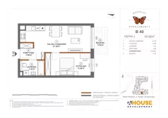 2 pokoje, mieszkanie 42,02 m², piętro 2, oferta nr B40, Apartamenty Rusałki, Grodzisk Mazowiecki, ul. Rusałki 2