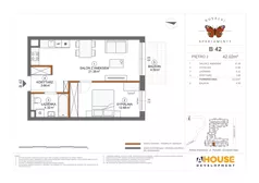 2 pokoje, mieszkanie 42,02 m², piętro 2, oferta nr B42, Apartamenty Rusałki, Grodzisk Mazowiecki, ul. Rusałki 2