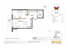 2 pokoje, mieszkanie 49,43 m², piętro 2, oferta nr B45, Apartamenty Rusałki, Grodzisk Mazowiecki, ul. Rusałki 2