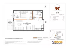 2 pokoje, mieszkanie 43,39 m², piętro 2, oferta nr B47, Apartamenty Rusałki, Grodzisk Mazowiecki, ul. Rusałki 2