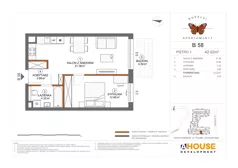 2 pokoje, mieszkanie 42,02 m², piętro 3, oferta nr B58, Apartamenty Rusałki, Grodzisk Mazowiecki, ul. Rusałki 2
