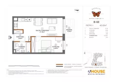2 pokoje, mieszkanie 42,02 m², piętro 3, oferta nr B60, Apartamenty Rusałki, Grodzisk Mazowiecki, ul. Rusałki 2
