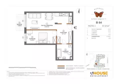 2 pokoje, mieszkanie 51,91 m², piętro 3, oferta nr B64, Apartamenty Rusałki, Grodzisk Mazowiecki, ul. Rusałki 2