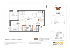 2 pokoje, mieszkanie 47,89 m², piętro 3, oferta nr B66, Apartamenty Rusałki, Grodzisk Mazowiecki, ul. Rusałki 2