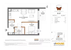 2 pokoje, mieszkanie 42,45 m², piętro 3, oferta nr B67, Apartamenty Rusałki, Grodzisk Mazowiecki, ul. Rusałki 2