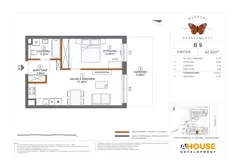 2 pokoje, mieszkanie 42,02 m², parter, oferta nr B9, Apartamenty Rusałki, Grodzisk Mazowiecki, ul. Rusałki 2