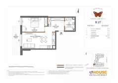 2 pokoje, mieszkanie 49,43 m², piętro 1, oferta nr B27, Apartamenty Rusałki, Grodzisk Mazowiecki, ul. Rusałki 2