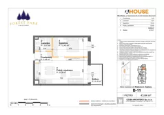 2 pokoje, mieszkanie 43,64 m², piętro 1, oferta nr B-11, Forest Park Kajetany, Nadarzyn, ul. Wojskowa 2