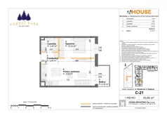 2 pokoje, mieszkanie 43,64 m², piętro 1, oferta nr C-21, Forest Park Kajetany, Nadarzyn, ul. Wojskowa 2