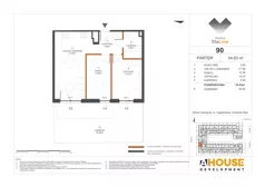 3 pokoje, mieszkanie 54,63 m², parter, oferta nr M90, Osiedle StaLove Etap III, Grodzisk Mazowiecki, ul. Cegielniana 3