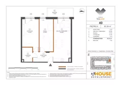 3 pokoje, mieszkanie 63,34 m², piętro 2, oferta nr M40, Osiedle StaLove Etap III, Grodzisk Mazowiecki, ul. Cegielniana 3