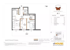3 pokoje, mieszkanie 58,85 m², parter, oferta nr A1, Apartamenty Rusałki, Grodzisk Mazowiecki, ul. Rusałki 2
