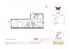 3 pokoje, mieszkanie 59,13 m², piętro 2, oferta nr A30, Apartamenty Rusałki, Grodzisk Mazowiecki, ul. Rusałki 2