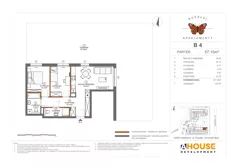 3 pokoje, mieszkanie 57,15 m², parter, oferta nr B4, Apartamenty Rusałki, Grodzisk Mazowiecki, ul. Rusałki 2