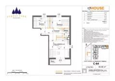 3 pokoje, mieszkanie 66,96 m², piętro 1, oferta nr C-64, Forest Park Kajetany, Nadarzyn, ul. Wojskowa 2