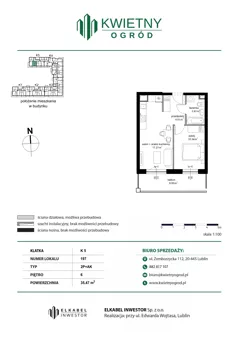 2 pokoje, apartament 35,47 m², piętro 6, oferta nr M197, Kwietny Ogród, Lublin, Czechów Północny, Czechów Północny, ul. Edwarda Wojtasa