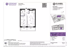 2 pokoje, mieszkanie 44,19 m², piętro 1, oferta nr C-17, Szerokie Residence, Lublin, Szerokie, ul. Kazimiery Litwiniukowej