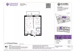 2 pokoje, mieszkanie 44,14 m², piętro 1, oferta nr C-24, Szerokie Residence, Lublin, Szerokie, ul. Kazimiery Litwiniukowej