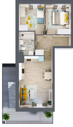 3 pokoje, mieszkanie 49,52 m², piętro 7, oferta nr M202, Kwietny Ogród, Lublin, Czechów Północny, Czechów Północny, ul. Edwarda Wojtasa