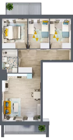 4 pokoje, mieszkanie 62,19 m², piętro 6, oferta nr M104, Kwietny Ogród, Lublin, Czechów Północny, Czechów Północny, ul. Edwarda Wojtasa