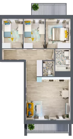 4 pokoje, mieszkanie 66,15 m², piętro 5, oferta nr M20, Kwietny Ogród, Lublin, Czechów Północny, Czechów Północny, ul. Edwarda Wojtasa